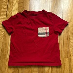 Burberry Red Tee with Plaid Accent Pocket